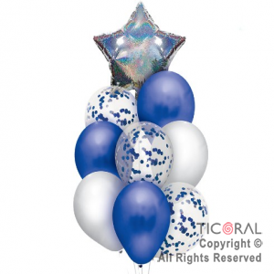 SET DE GLOBOS PREMIUM HOLOGRAFICO ESTRELLA PLATA x 1